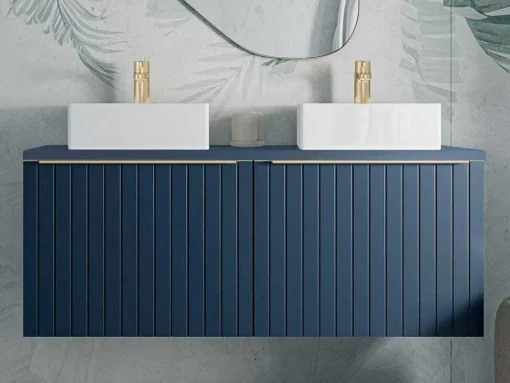 Blauw Hangend Badkamermeubel Met Dubbele Wastafel - 120 Cm - Josepha