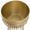 Bloembak Met Draadstructuur Van Metaal - D30 X H71 Cm - Goudkleurig - Cemoro