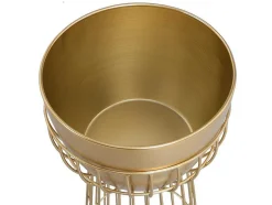 Bloembak Met Draadstructuur Van Metaal - D30 X H71 Cm - Goudkleurig - Cemoro