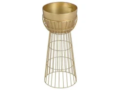 Bloembak Met Draadstructuur Van Metaal - D30 X H71 Cm - Goudkleurig - Cemoro