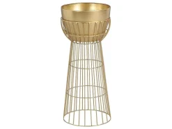 Bloembak Met Draadstructuur Van Metaal - D30 X H71 Cm - Goudkleurig - Cemoro