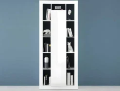 Boekenkast Met 1 Deur En 11 Nissen - Wit Gelakt - Balka