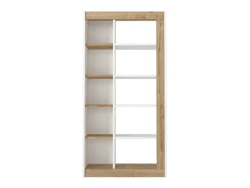 Boekenkast Met 10 Nissen - Licht Naturel En Wit - Silomai