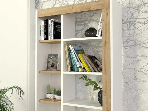 Boekenkast Met 10 Nissen - Licht Naturel En Wit - Silomai