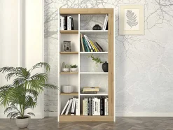 Boekenkast Met 10 Nissen - Licht Naturel En Wit - Silomai
