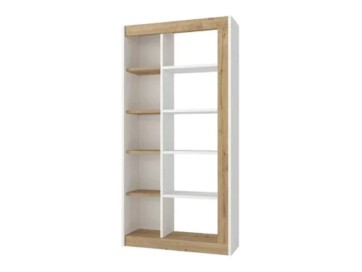 Boekenkast Met 10 Nissen - Licht Naturel En Wit - Silomai