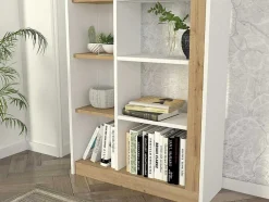 Boekenkast Met 10 Nissen - Licht Naturel En Wit - Silomai
