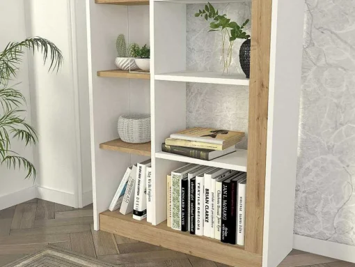 Boekenkast Met 10 Nissen - Licht Naturel En Wit - Silomai