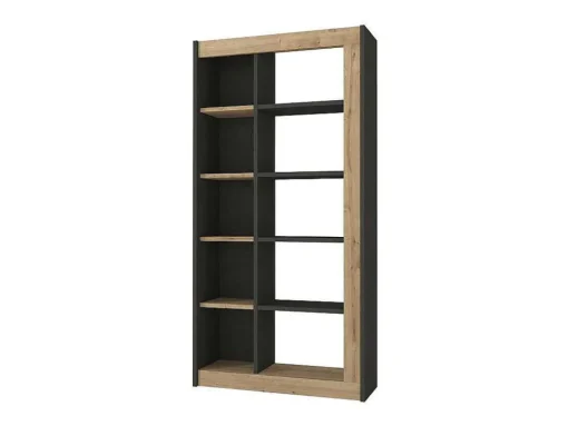 Boekenkast Met 10 Nissen - Naturel En Antraciet - Silomai