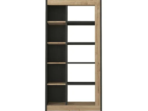 Boekenkast Met 10 Nissen - Naturel En Antraciet - Silomai