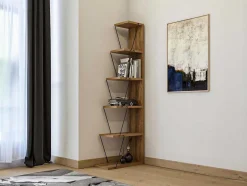 Boekenkast Met 5 Planken - Naturel En Zwart - Delory