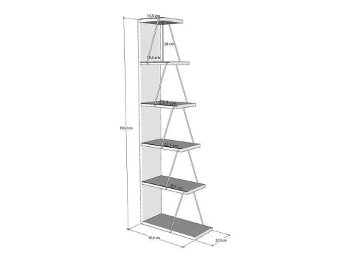 Boekenkast Met 5 Planken - Naturel En Zwart - Delory