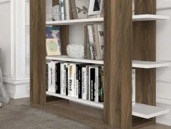 Boekenkast Met 5 Planken - Naturel En Wit - Zoryn