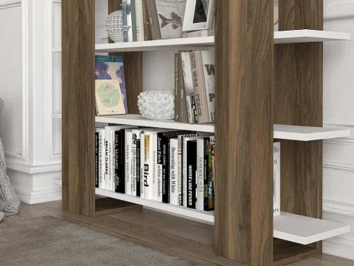 Boekenkast Met 5 Planken - Naturel En Wit - Zoryn