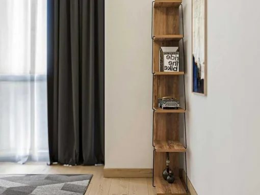 Boekenkast Met 5 Planken - Naturel En Zwart - Delory