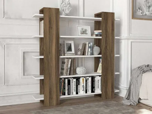 Boekenkast Met 5 Planken - Naturel En Wit - Zoryn