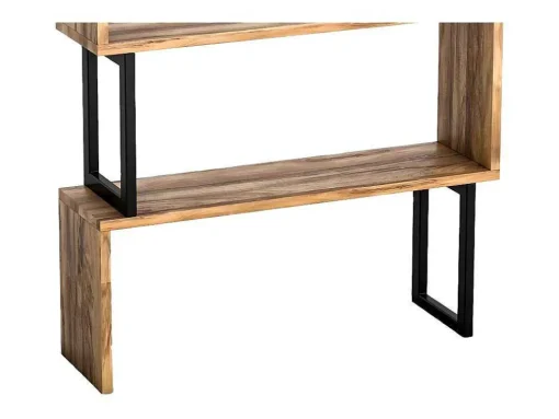 Boekenkast Met 3 Planken Van Metaal - Licht Naturel En Zwart - Roveni