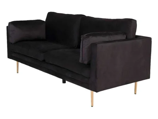 Boom Bank 3 Persoons Velours Zwart.