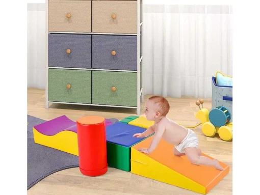 6 Bouwstenen Voor Kinderen Of Baby'S - Trappen En Glijbaan - Klimspeelgoed - Pu + Epe - Gratis Combinatie