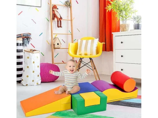 6 Bouwstenen Voor Kinderen Of Baby'S - Trappen En Glijbaan - Klimspeelgoed - Pu + Epe - Gratis Combinatie