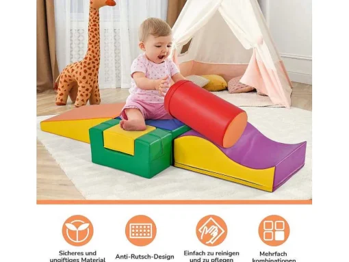 6 Bouwstenen Voor Kinderen Of Baby'S - Trappen En Glijbaan - Klimspeelgoed - Pu + Epe - Gratis Combinatie