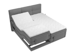 Boxspring-Hoofdbordset + Elektrische Relax-Lattenbodem + Matras + Opleg 2 X 80 X 200 Cm Lichtgrijs - Lodi Van Palacio