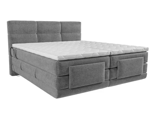 Boxspring-Hoofdbordset + Elektrische Relax-Lattenbodem + Matras + Opleg 2 X 80 X 200 Cm Lichtgrijs - Lodi Van Palacio