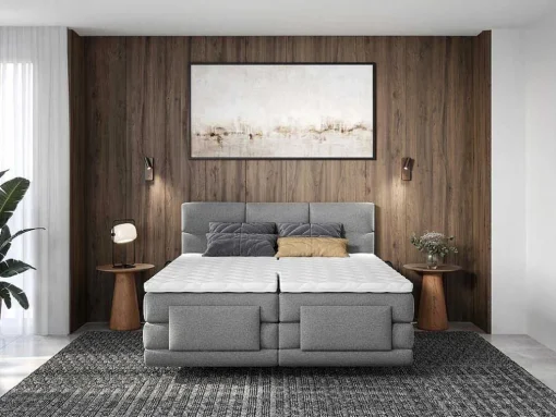 Boxspring-Hoofdbordset + Elektrische Relax-Lattenbodem + Matras + Opleg 2 X 80 X 200 Cm Lichtgrijs - Lodi Van Palacio