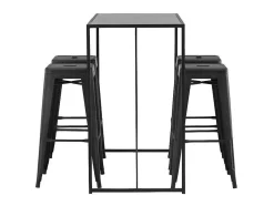 Brea Barmeubelset Bartafel Zwart En 4 Tempe Barstoelen Zwart.