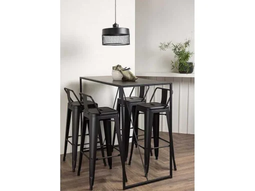 Brea Barmeubelset Bartafel Zwart En 4 Tempe Barstoelen Zwart.