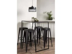 Brea Barmeubelset Bartafel Zwart En 4 Tempe Barstoelen Zwart.