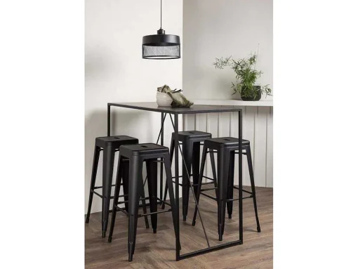Brea Barmeubelset Bartafel Zwart En 4 Tempe Barstoelen Zwart.