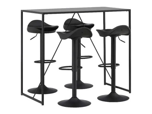 Brea Barmeubelset Bartafel Zwart En 4 Adesto Barstoelen Zwart.