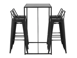 Brea Barmeubelset Bartafel Zwart En 4 Tempe Barstoelen Zwart.