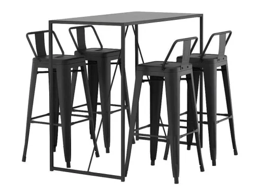 Brea Barmeubelset Bartafel Zwart En 4 Tempe Barstoelen Zwart.