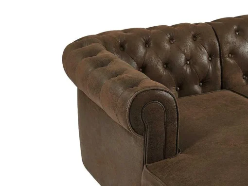 Brede Hoekbank Van Microvezel Met Verouderd Leereffect Chesterfield
