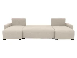 Brede Hoekslaapbank Van Beige Stof Ladazia