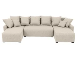 Brede Hoekslaapbank Van Beige Stof Ladazia