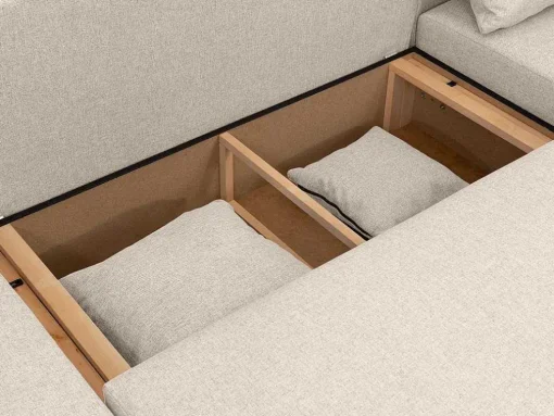 Brede Hoekslaapbank Van Beige Stof Ladazia