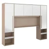 Brugkast Met Opbergruimte - Met Ledverlichting - L265 Cm - Kleuren: Glanzend Wit En Houtlook - Velona