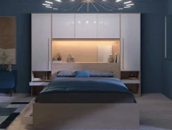 Brugkast Met Opbergruimte - Met Ledverlichting - L265 Cm - Kleuren: Glanzend Wit En Houtlook - Velona