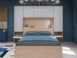 Brugkast Met Opbergruimte - Met Ledverlichting - L265 Cm - Kleuren: Glanzend Wit En Houtlook - Velona