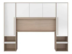Brugkast Met Opbergruimte - Met Ledverlichting - L265 Cm - Kleuren: Glanzend Wit En Houtlook - Velona