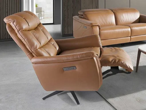 Bruine Leren Draaifauteuil 5117 Angel Cerda