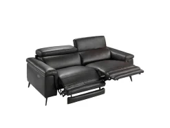 Bruine Leren 3-Zitsbank Met Relaxmechanisme 6051 Angel Cerda