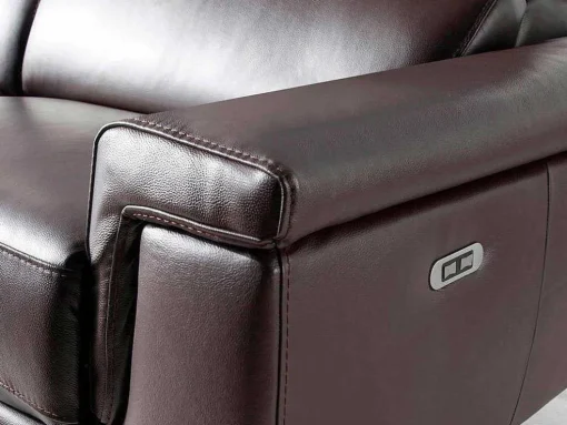 Bruine Leren 3-Zitsbank Met Relaxmechanisme 6051 Angel Cerda