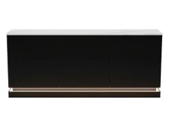 Buffetkast Met 3 Deuren En Ledverlichting Van Mdf - Zwart Met Wit Marmereffect - Devika Van Pascal Morabito