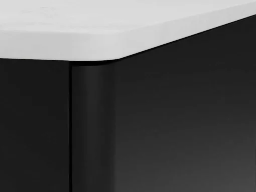 Buffetkast Met 3 Deuren En Ledverlichting Van Mdf - Zwart Met Wit Marmereffect - Devika Van Pascal Morabito