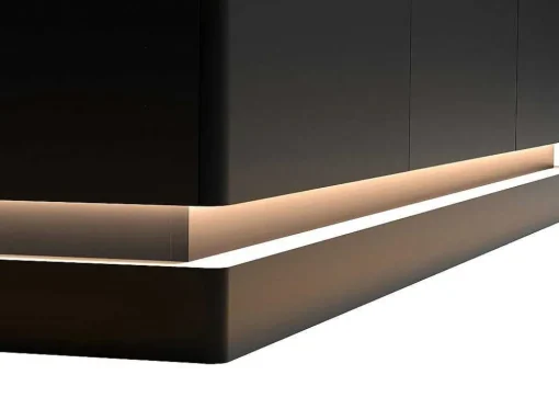 Buffetkast Met 3 Deuren En Ledverlichting Van Mdf - Zwart Met Wit Marmereffect - Devika Van Pascal Morabito