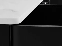 Buffetkast Met 3 Deuren En Ledverlichting Van Mdf - Zwart Met Wit Marmereffect - Devika Van Pascal Morabito
